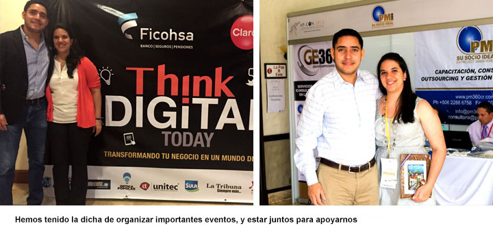 Edgardo Flores y Alejandra Nazar organizando Think Digital Today y un congreso del PMI